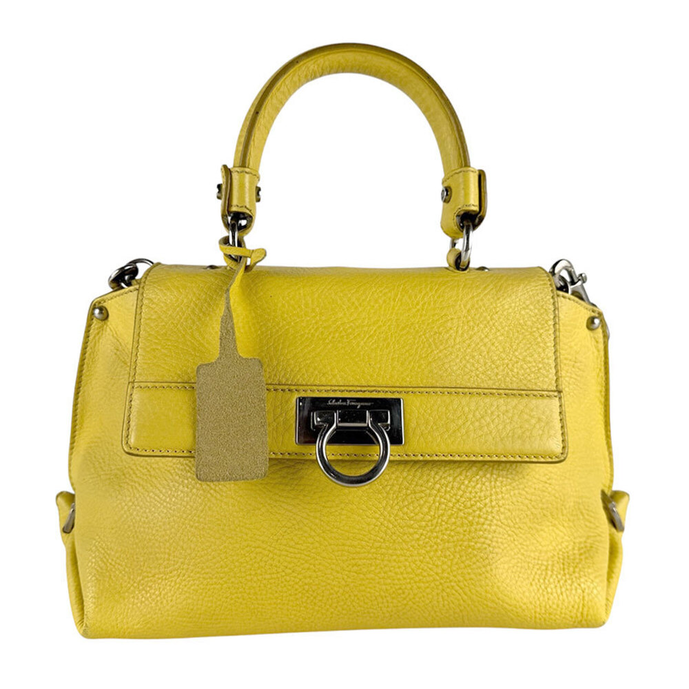 Salvatore Ferragamo handbag/shoulder bag, Gancini leather, yellow, women's, z...